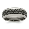 thumbnail image 1 of Edward Mirell Stainless Steel and Black Ti Rope Design Beveled Casted 9mm Band, 1 of 1
