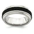 thumbnail image 1 of Edward Mirell Stainless Steel w/ Black Crete Inlay Stepped 8mm Band, 1 of 7