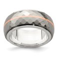 thumbnail image 1 of Edward Mirell Sterling Silver & Titanium Inlay with 14k Rose Stripe Ring, 1 of 7