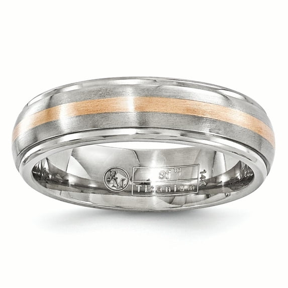 Edward Mirell Titanium&14k Rose Gold Brushed & Polished 6mm Band EMR206