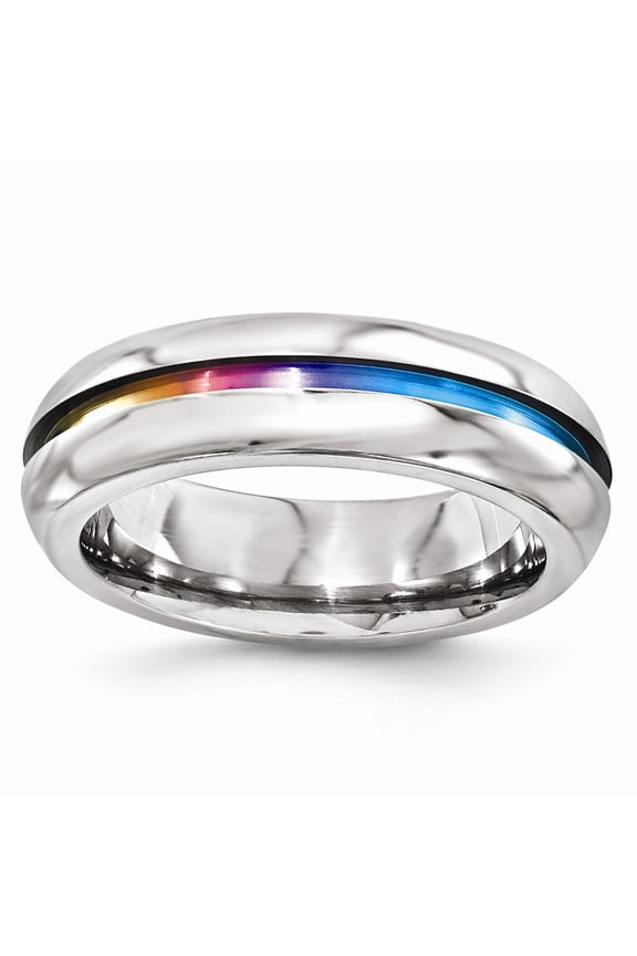 Edward Mirell Titanium Rainbow Anodized Center Polished 6mm Band