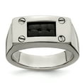 thumbnail image 1 of Edward Mirell Titanium Black Leather Insert Polished Ring, 1 of 7