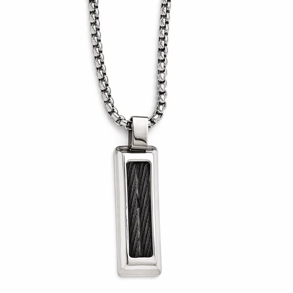 Edward Mirell Titanium Black Memory Cable With Stainless Steel Necklace