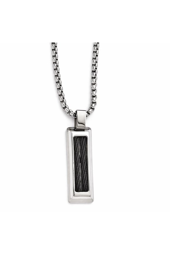 Edward Mirell Titanium  Black Memory Cable With Stainless Steel Necklace