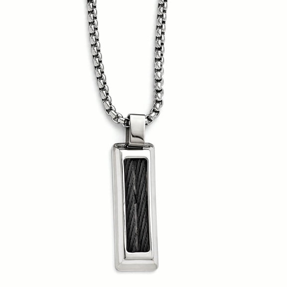 Edward Mirell  Titanium & Black Memory Cable w/Stainless Steel Necklace