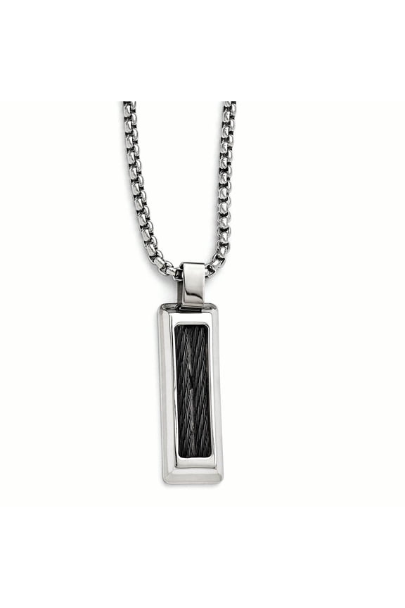 Edward Mirell  Titanium & Black Memory Cable w/Stainless Steel Necklace