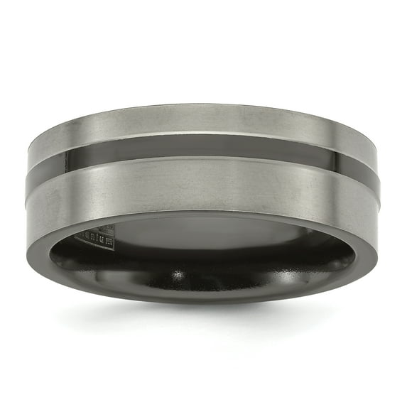 Edward Mirell Titanium Black Ti Flat Cut Edge 8mm Band EMR128