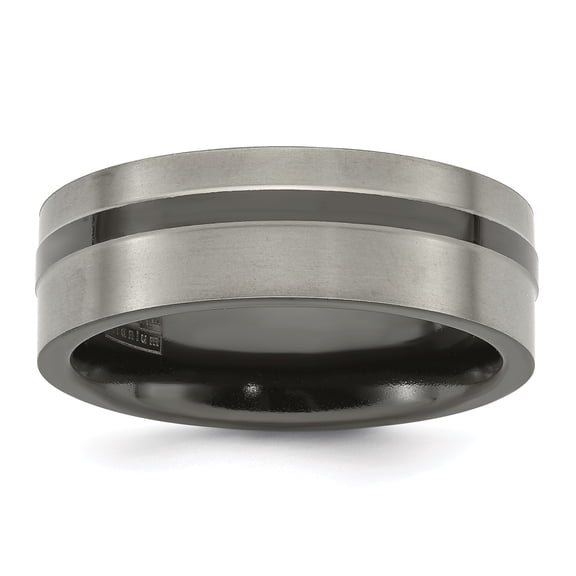 Edward Mirell Titanium Black Ti Flat Cut Edge Grooved 8mm Band EMR128