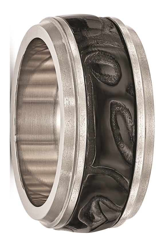 Titanium & Black Ti Inlay Polished Fancy Design Ring