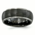 thumbnail image 1 of Edward Mirell Titanium Black Ti Grooved Step Edge 8mm Band EMR122, 1 of 7