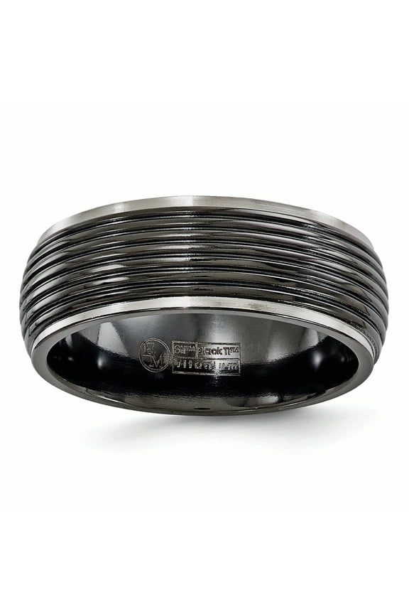 Titanium Black Ti Grooved Step Edge 8mm Band EMR122