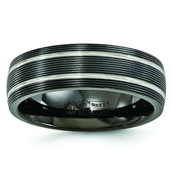 Edward Mirell Titanium Black Ti Textured Lines 7mm Band EMR118