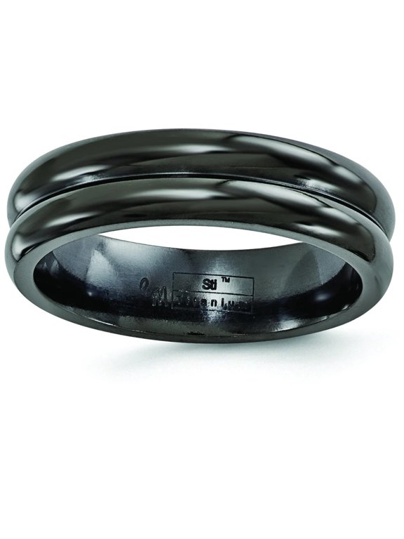 Edward Mirell Titanium Black Ti with Grooves 6mm Band EMR132