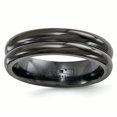 thumbnail image 1 of Edward Mirell Titanium Black Ti with Grooves 6mm Band EMR132, 1 of 6