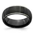 thumbnail image 1 of Edward Mirell Titanium Black Titanium Grooved 8mm Band Size: 8; for Adults and Teens; for Women and Men, 1 of 8