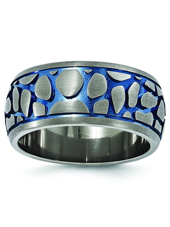 Edward Mirell Titanium Blue Anodized Brushed 10mm Band EMR268