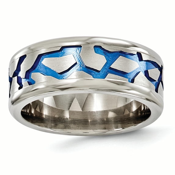 Edward Mirell Titanium Blue Anodized Brushed & Polished 9mm Band