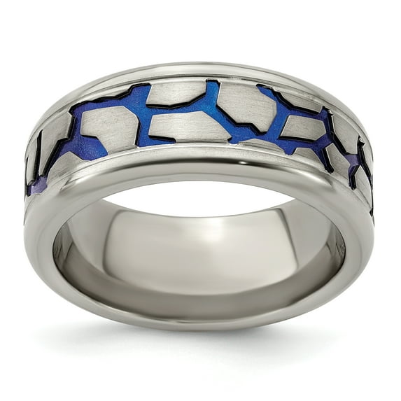 Edward Mirell Titanium Blue Anodized Brushed & Polished 9mm Band