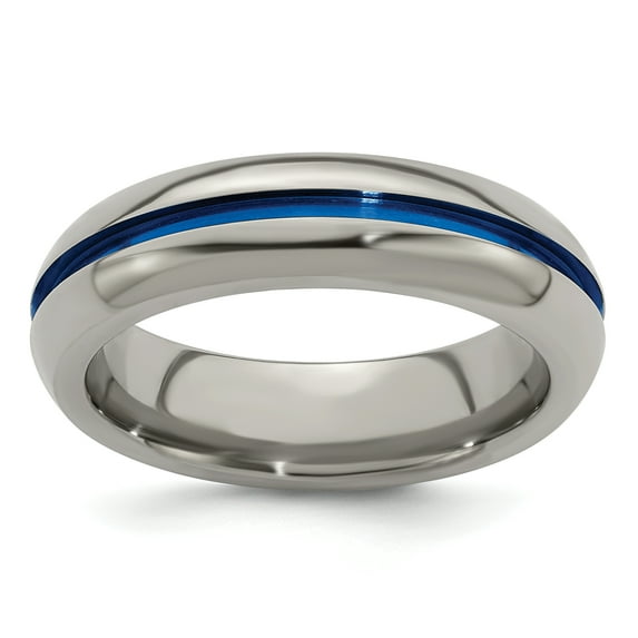 Edward Mirell Titanium Blue-Anodized Center 6mm Band
