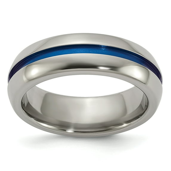 Edward Mirell Titanium Blue-Anodized Center 7mm Band