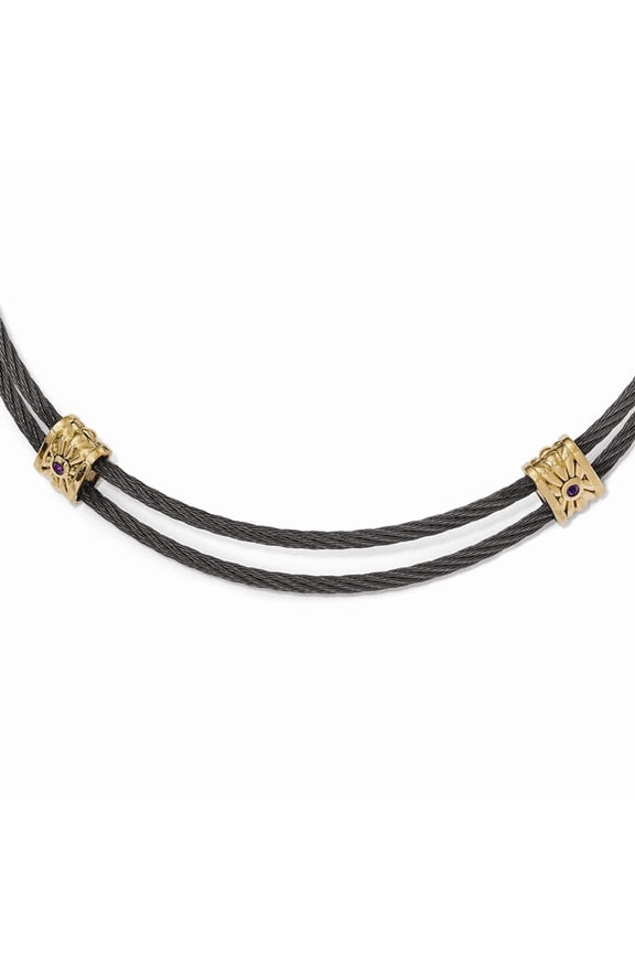 Edward Mirell Titanium Bronze Amethyst Cable Necklace