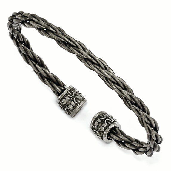 Edward Mirell Titanium Brushed Cablew/ Cast Titanium Accent Cuff Bracelet