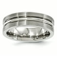thumbnail image 1 of Edward Mirell Titanium Brushed/Polished Textured Lines 7mm Band Size 9 EMR147, 1 of 7