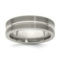 thumbnail image 1 of Edward Mirell Titanium Brushed/Polished Textured Lines 7mm Band Size 9, 1 of 7
