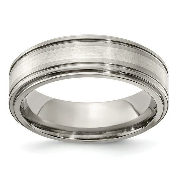 Edward Mirell Titanium Brushed&Polished w/925 Sterling Silver 7mm Band S:12.5