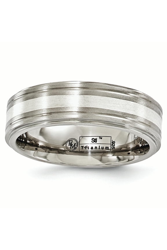 Edward Mirell Titanium Brushed&Polished w/Sterling Silver 7mm Band EMR183