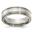 thumbnail image 1 of Edward Mirell Titanium Brushed&Polished w/Sterling Silver 7mm Band, 1 of 7
