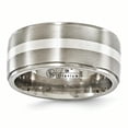 thumbnail image 1 of Edward Mirell Titanium Brushed/Polished with Argentium Sterling Silver Inlay Flat 10mm Band EMR186, 1 of 4