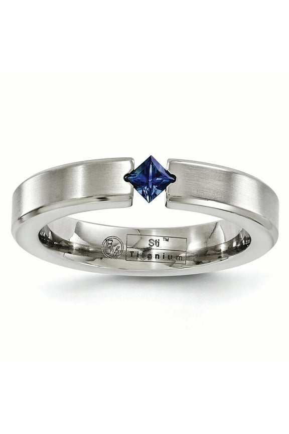 Edward Mirell Titanium Brushed Sapphire 4mm Band EMR166