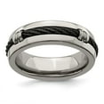 thumbnail image 1 of Edward Mirell Titanium & Cable Polished 7mm Band, 1 of 7