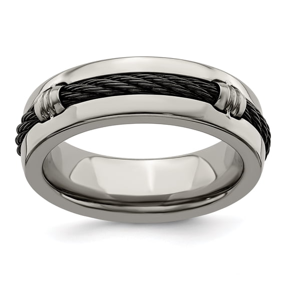 Edward Mirell Titanium & Cable Polished 7mm Band