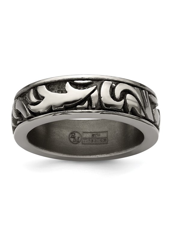 Finest Gold Edward Mirell Titanium Casted Abstract Design 7 mm Band - Size 10