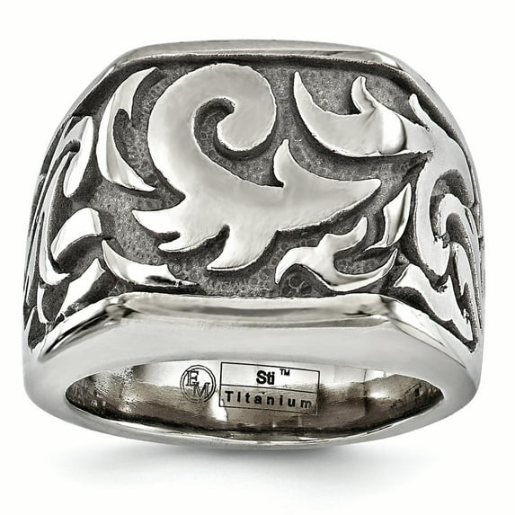 Edward Mirell Titanium Casted Design Signet Ring