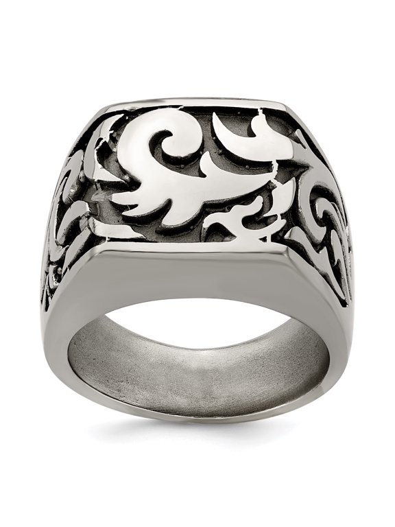 Edward Mirell Titanium Casted Design Signet Ring