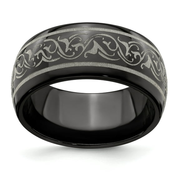 Edward Mirell Titanium Domed Laser Patterned 10mm Band