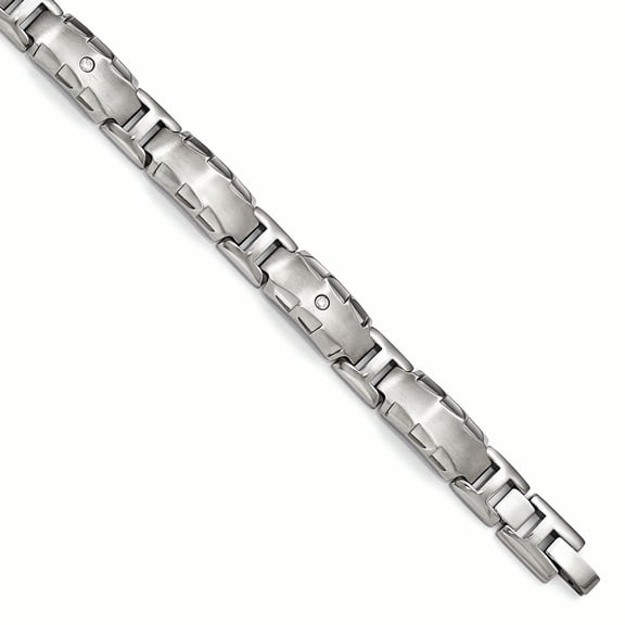 Finest Gold Edward Mirell Titanium Facet Edge 0.12ct Diamond Brushed & Polished Link Bracelet