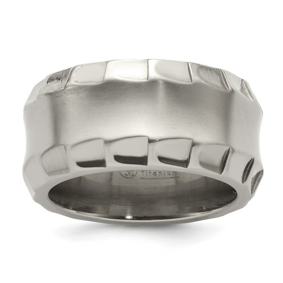 Edward Mirell Titanium Faceted Edge Brushed/Polished 12mm Concave Band Size 11