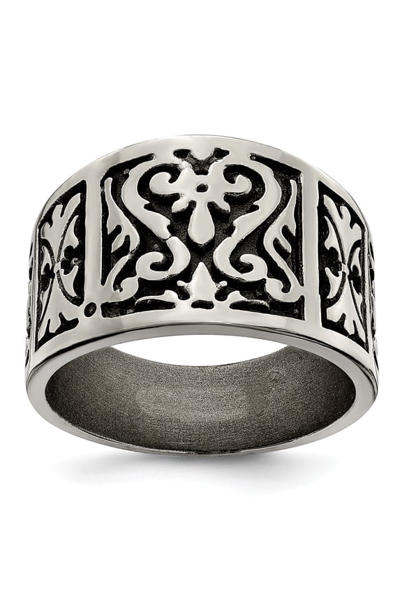 Edward Mirell Titanium Flat Casted Brushed & Polished Ring Size: 8; for Adults and Teens; for Women and Men