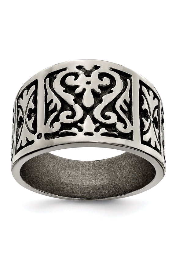 Edward Mirell Titanium Flat Casted Design Brushed & Polished 16mm Ring