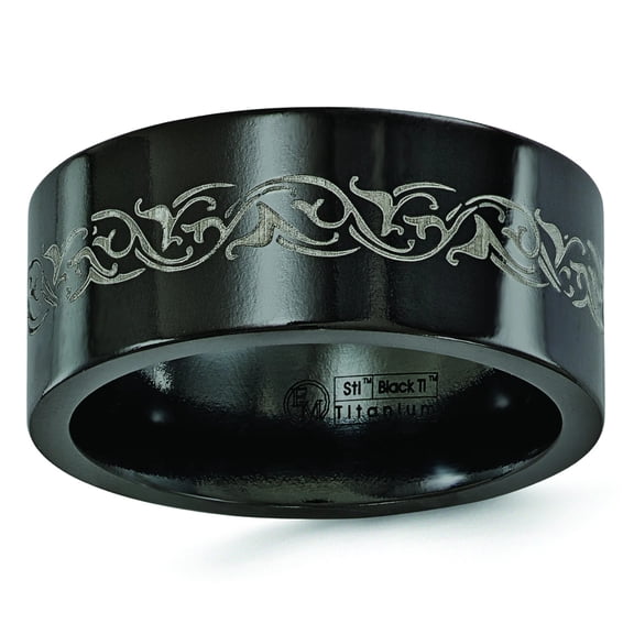 Edward Mirell Titanium Flat Laser Patterned 10mm Band EMR115