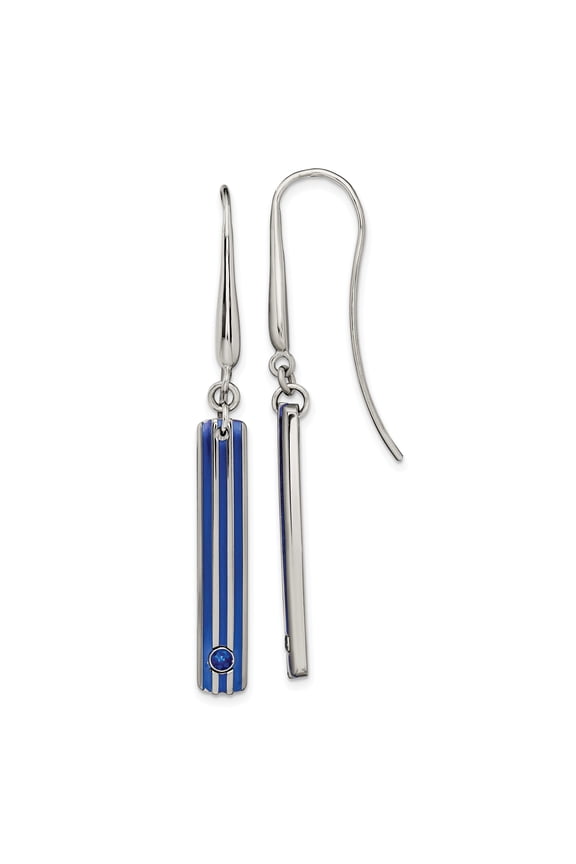 Edward Mirell Titanium Groove Blue Anodized & Sapphire Earrings