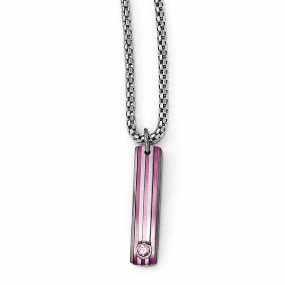 Edward Mirell Titanium Grooved Anodized  Pink Sapphire 2in ext Necklace