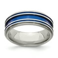 thumbnail image 1 of Edward Mirell Titanium Grooved Blue Anodized 8mm Band, 1 of 7
