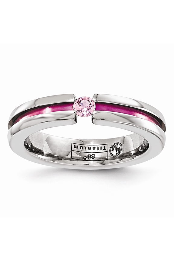 Edward Mirell Titanium Pink Sapphire & Anodized Grooved 4mm Band