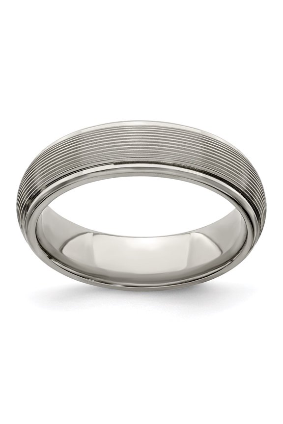 Titanium Polished Textured Domed 6mm Band