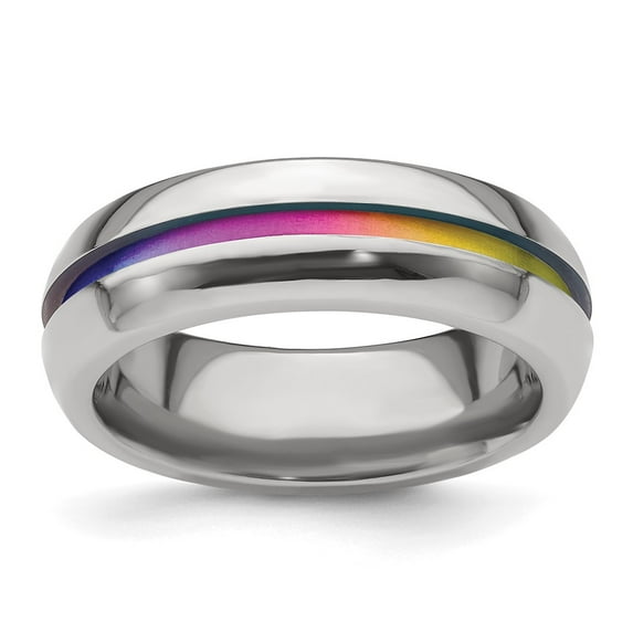 Edward Mirell Titanium Rainbow Anodized Center Polished 7mm Band